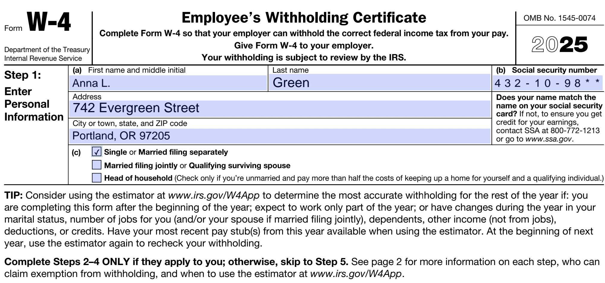 Irs Form W-4v 2025