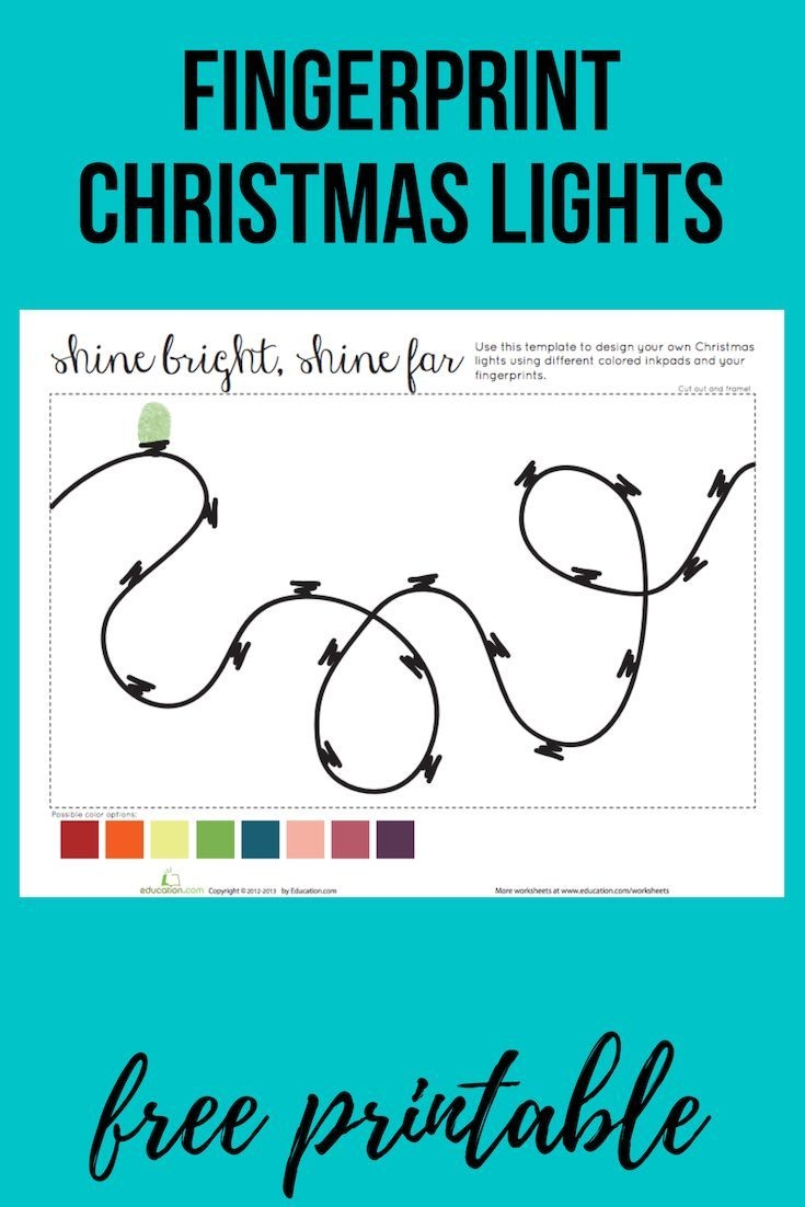 Fingerprint Christmas Lights Worksheet Education