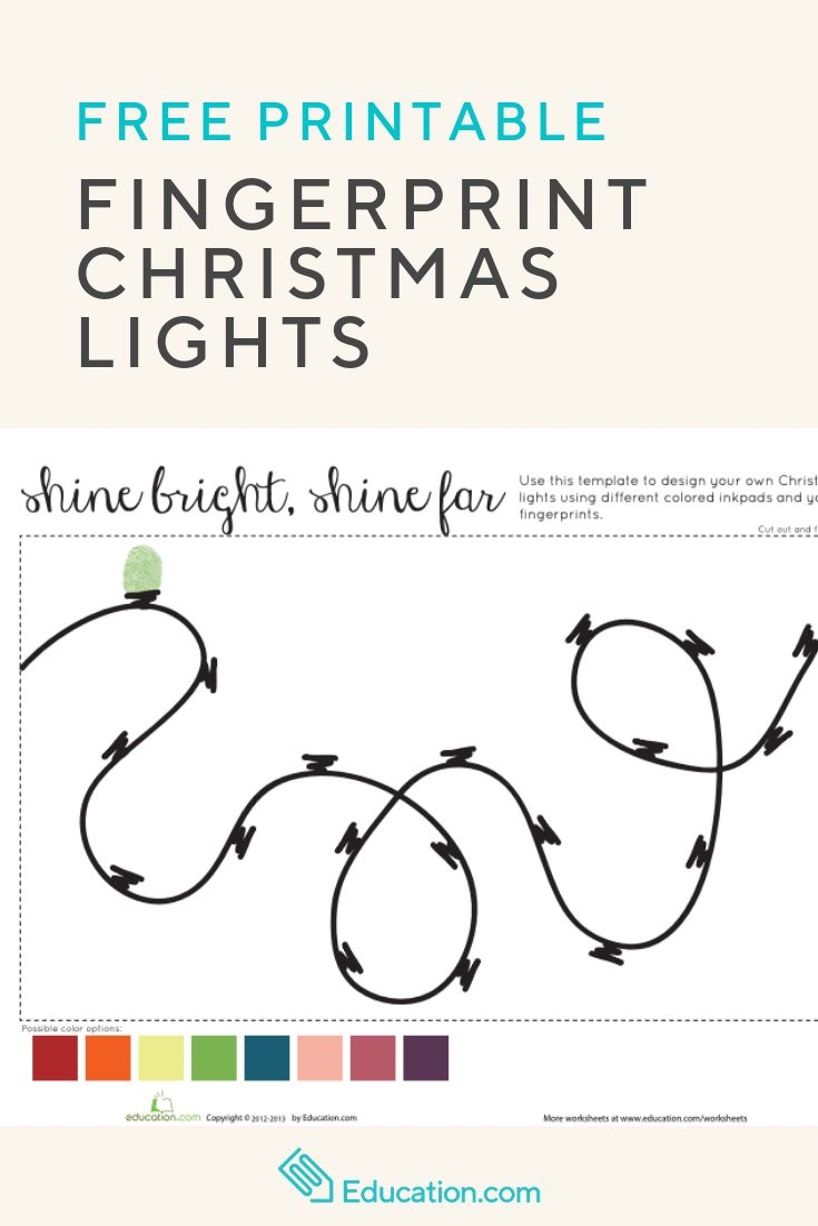 Fingerprint Christmas Lights Worksheet Education