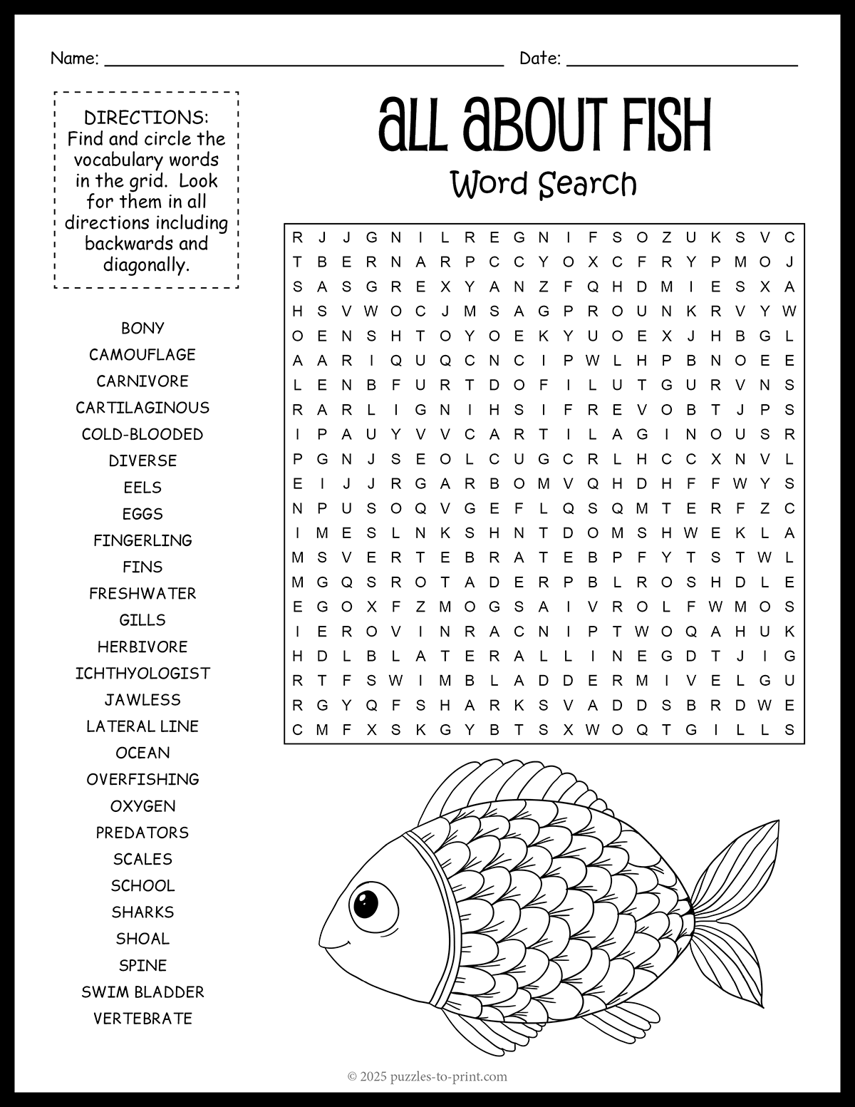Fish Word Search Free Printable Easy amp Challenging 
