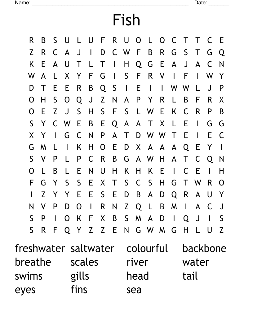 Fish Word Search WordMint