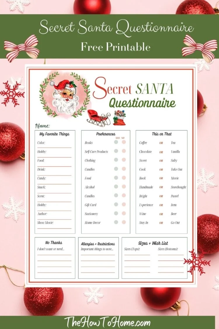 Free Printable Secret Santa Template
