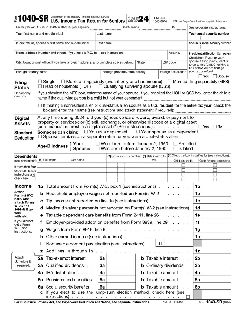 Form 1040 SR Fill And Sign Online With Lumin