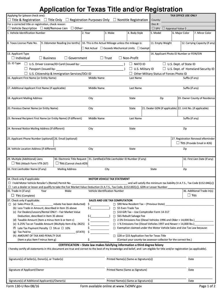 How To Fill Out Form 130 U