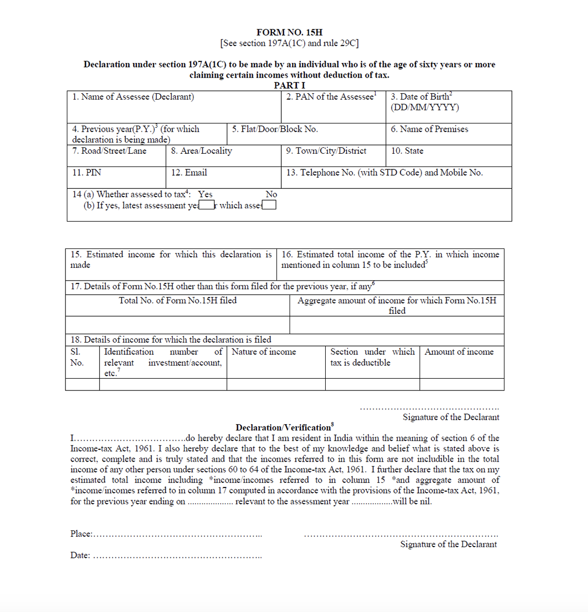 Who Can Submit Form 15 H