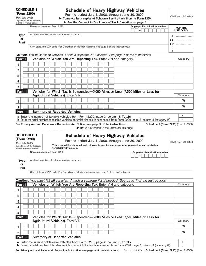 Irs Form 2290 Printable 2025