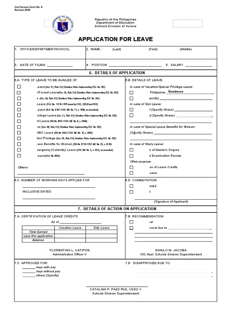 Form 6 New PDF Sick Leave Parental Leave