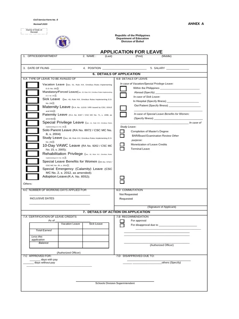 Form 6 Revised 2020 PDF Parental Leave Sick Leave