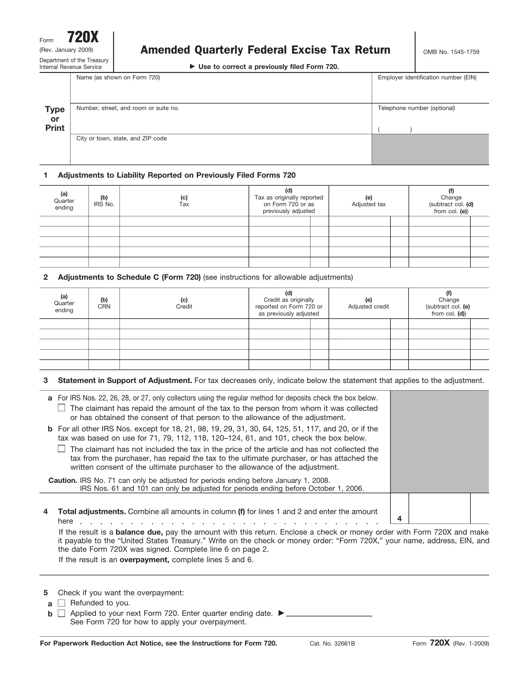 Printable Irs 720 Form Schedule T