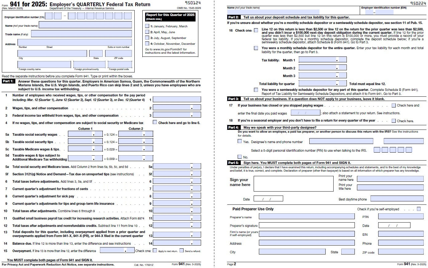 Irs Form 941b 2025