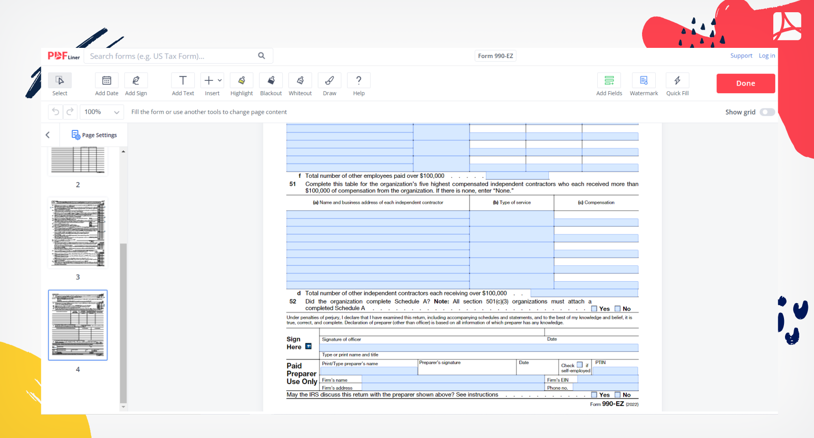 Irs Form 990-Ez Schedule A 2020 Worksheet