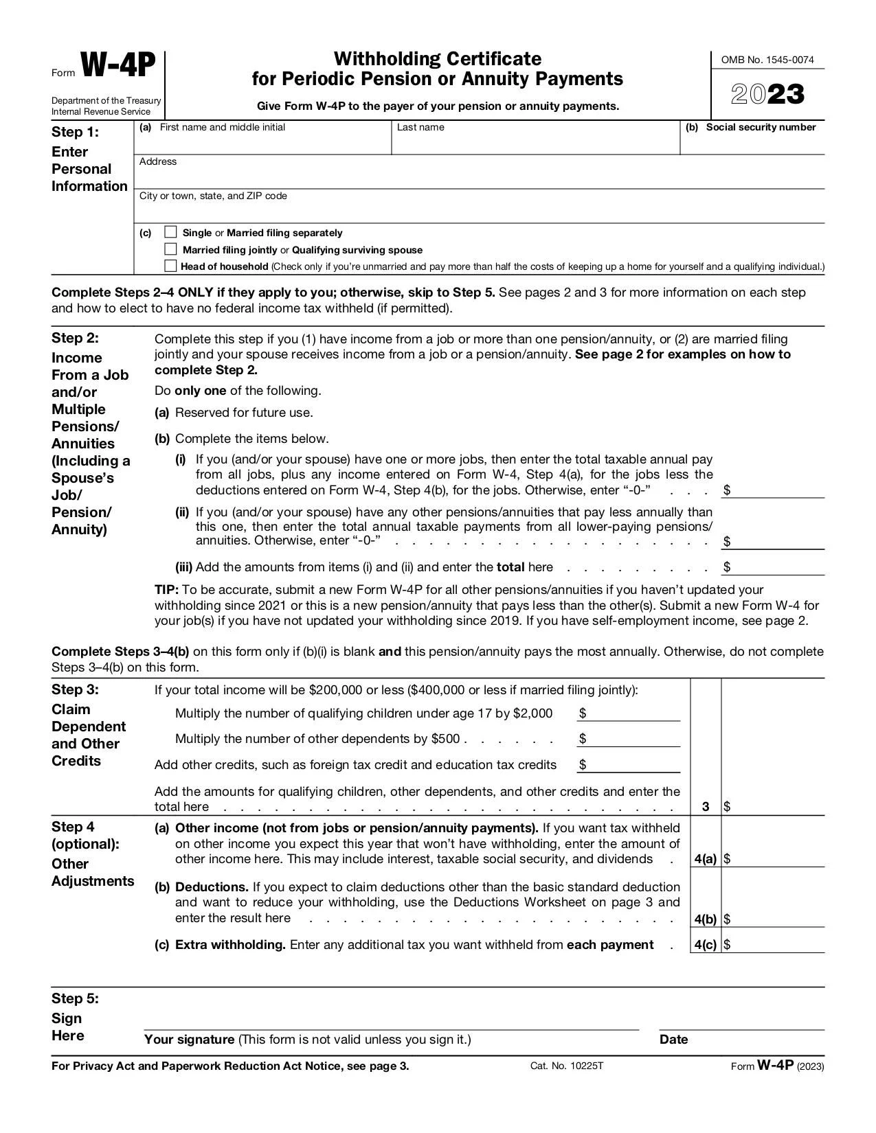 Irs Form W-4r 2023