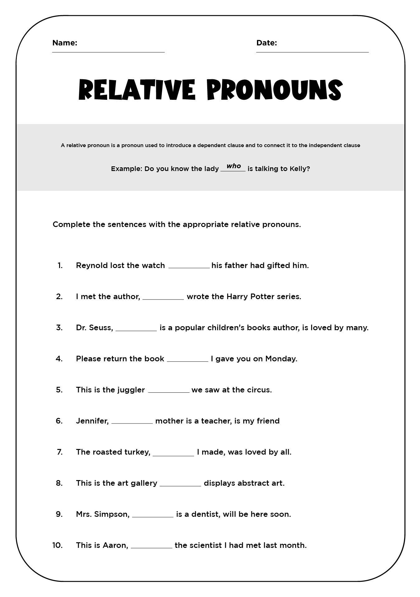 4th Grade English Worksheets Free Printable