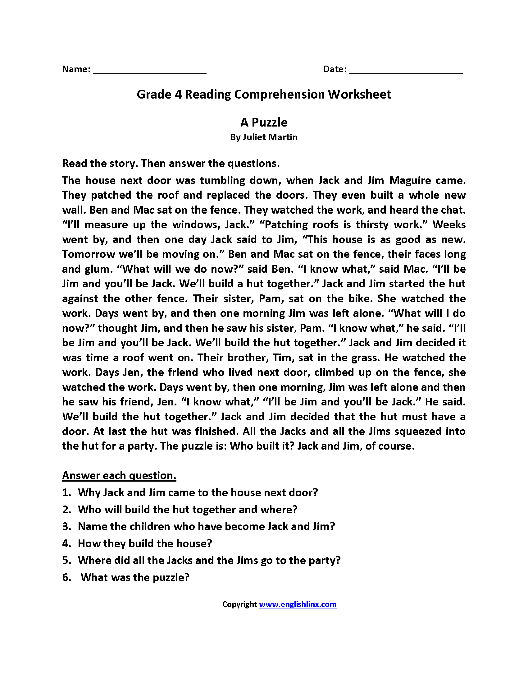 Fourth Grade Reading Worksheets Improve Fluency amp Comprehension