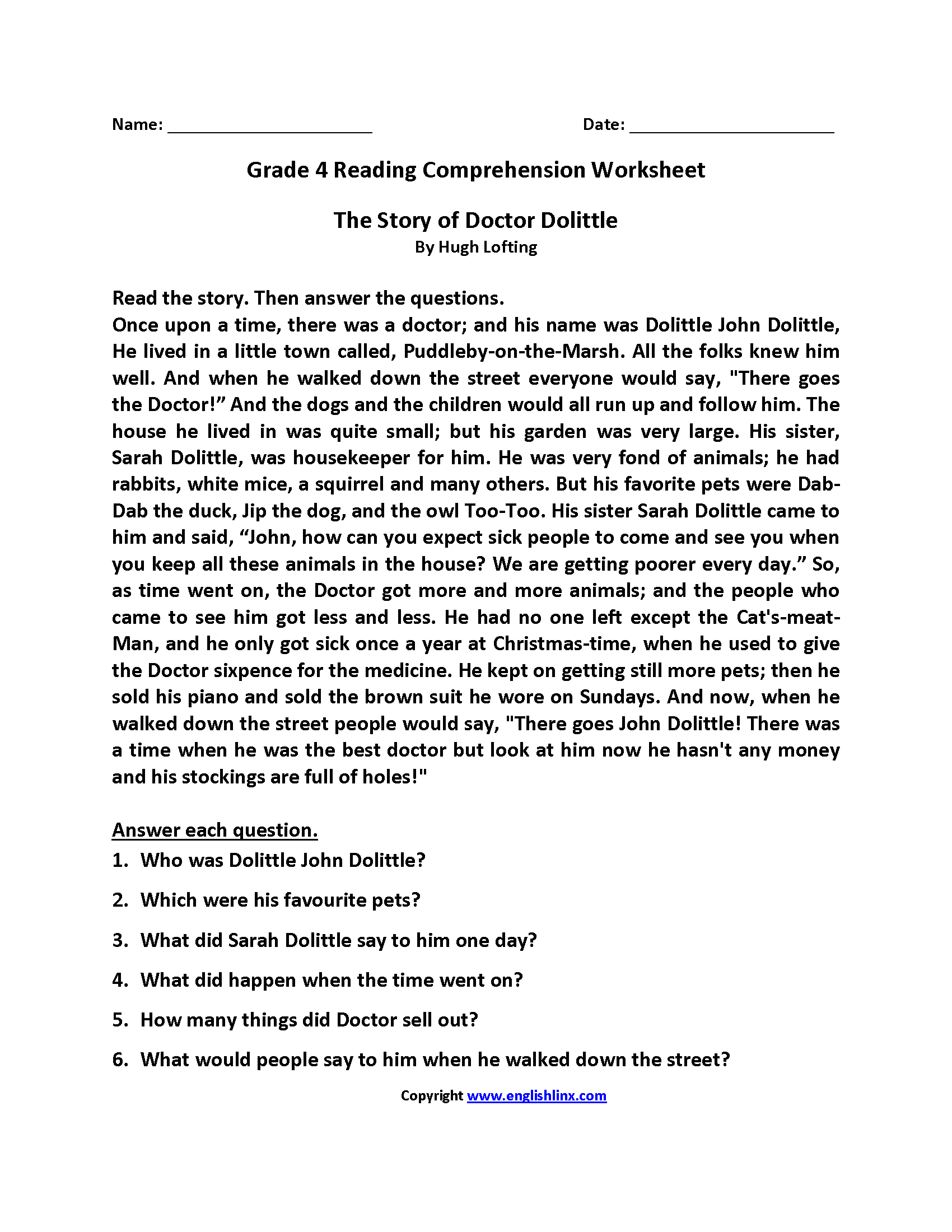 Fourth Grade Reading Worksheets Improve Fluency amp Comprehension