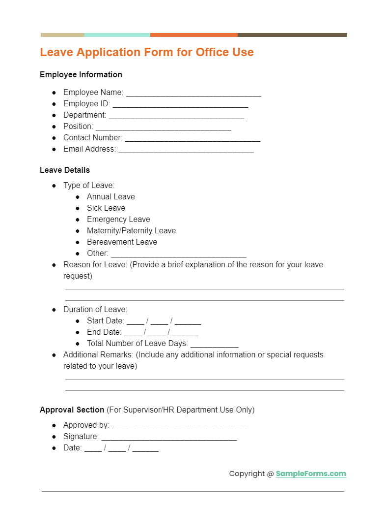 FREE 14 Leave Application Form Samples PDF MS Word Google Docs 