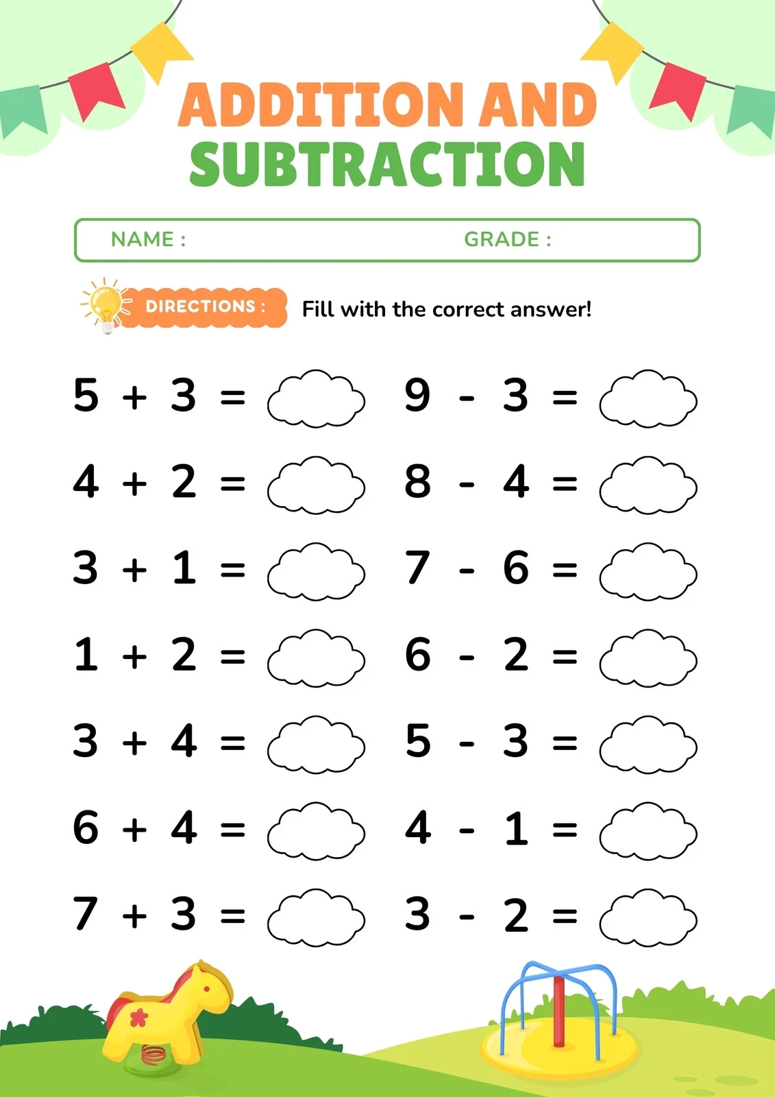 Math Worksheet For Grade 1 Printable