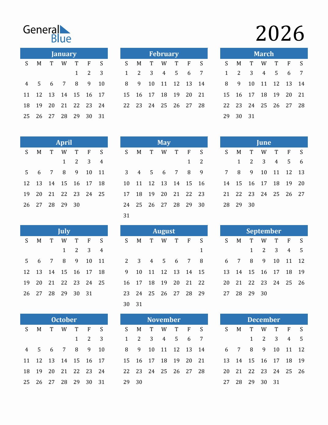 Free 2026 Calendar Printable Word