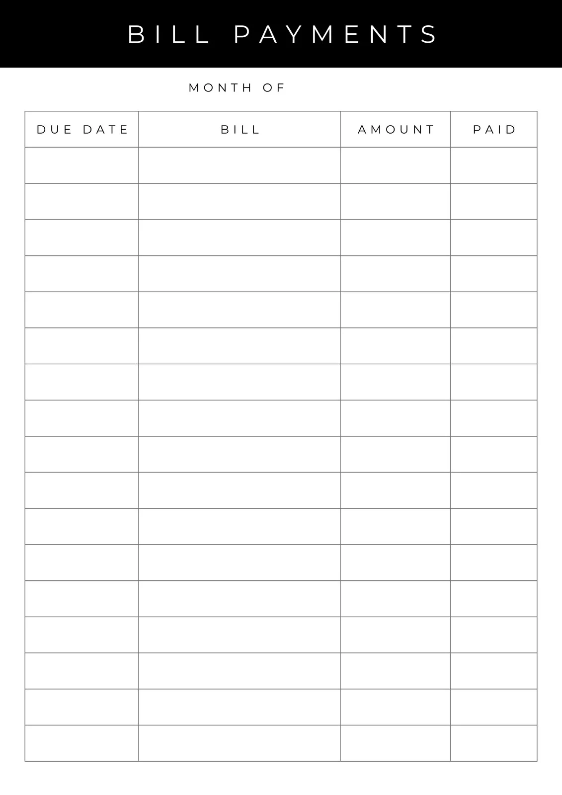 Household Budget Template Free Printable