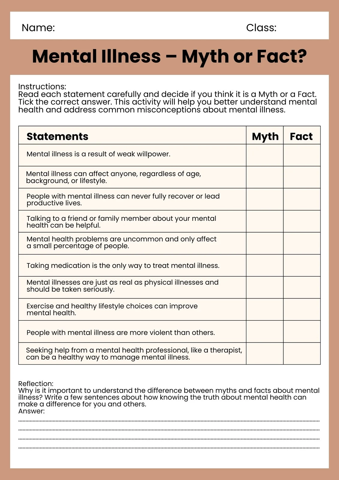 Free And Customizable Mental Health Templates