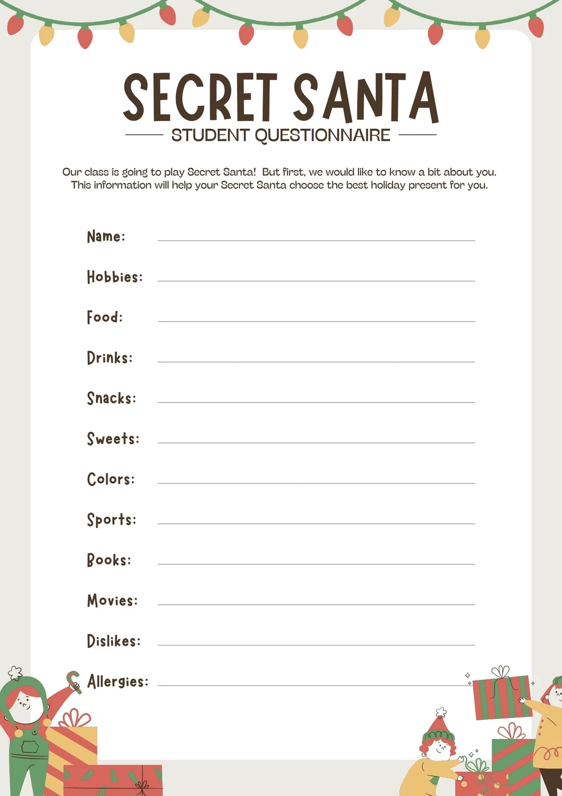 Free And Customizable Secret Santa Templates