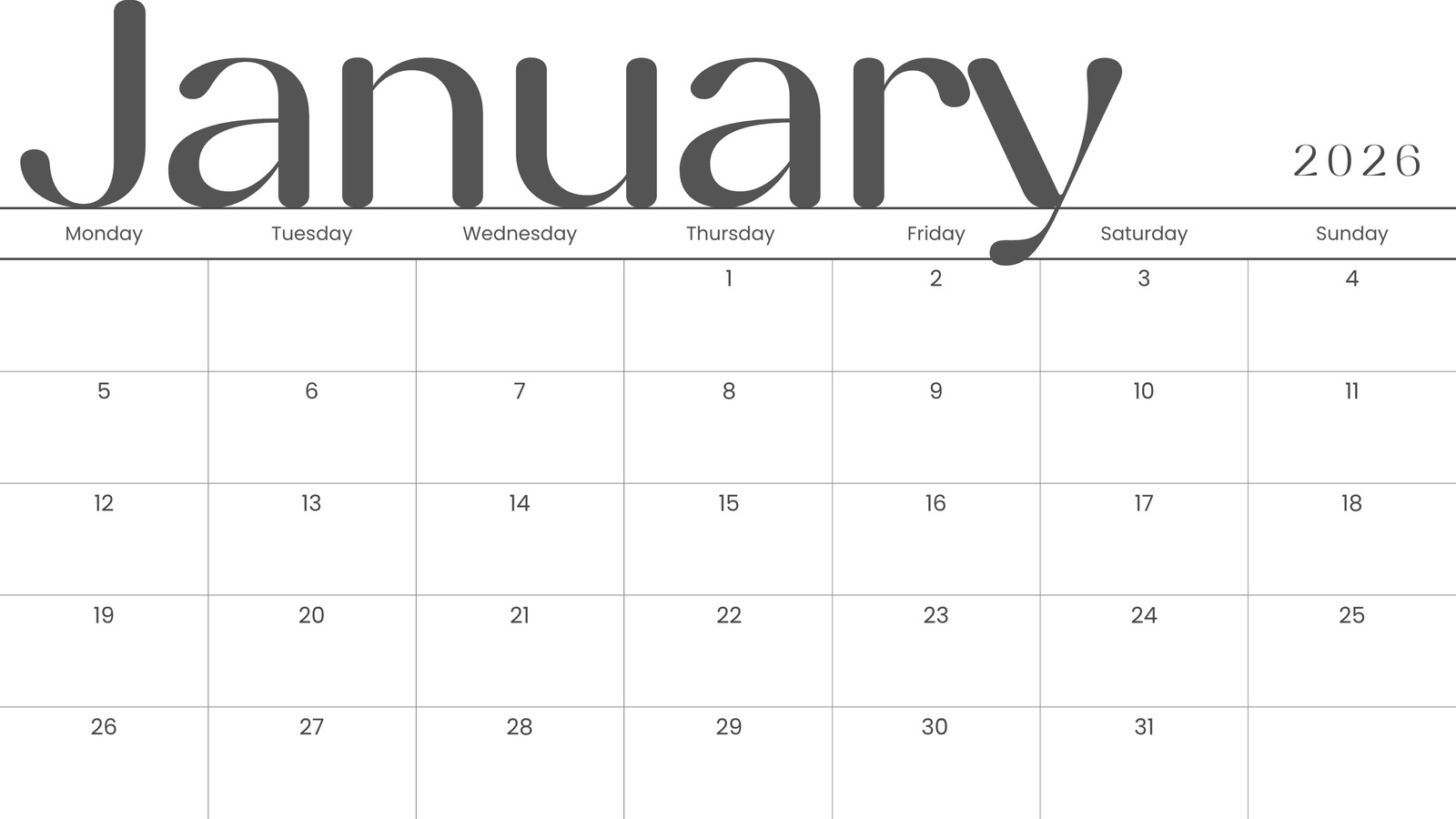 Printable Calendar January 2026 Pdf Word