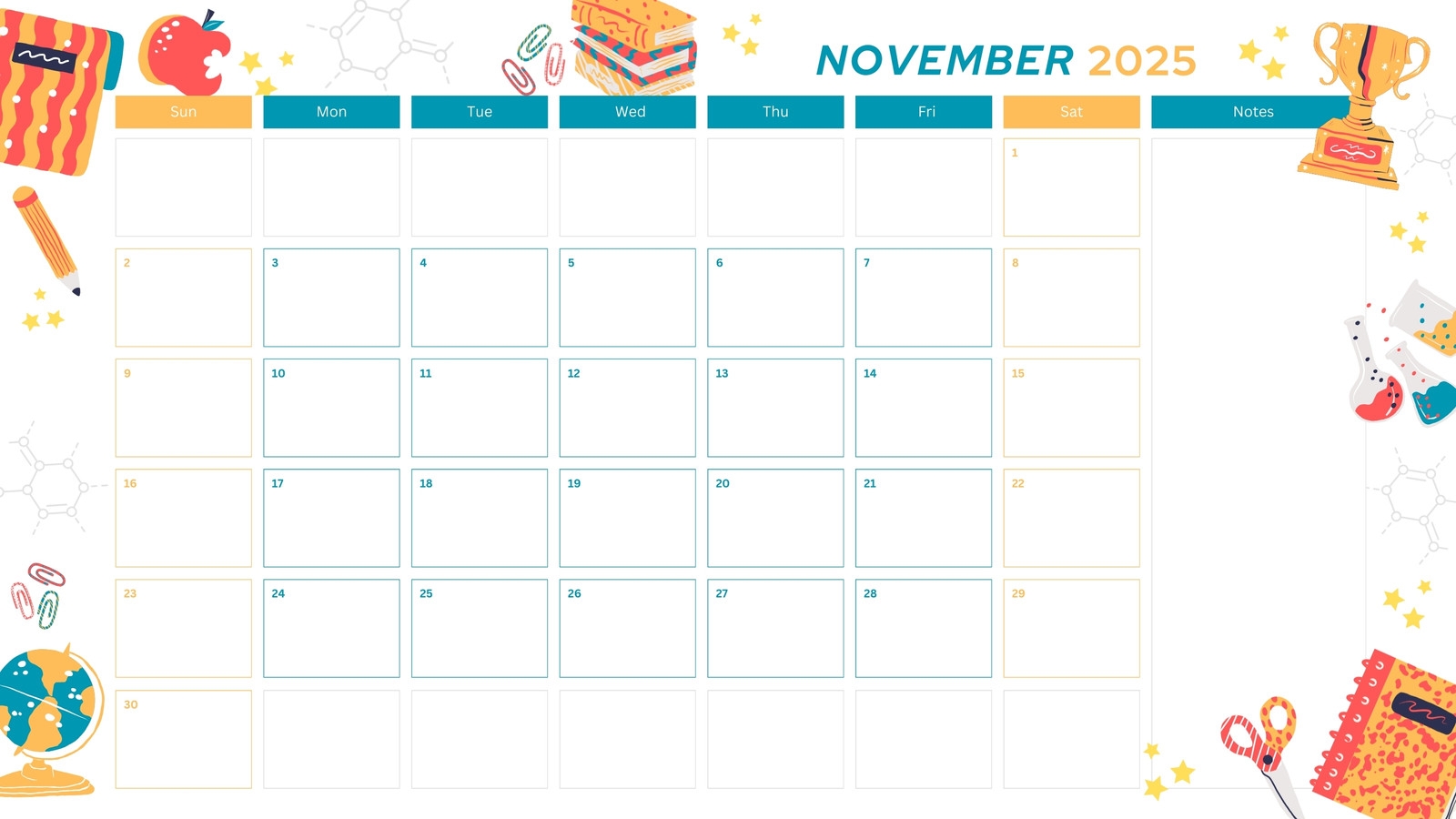 Free Printable November Calendar For Kids