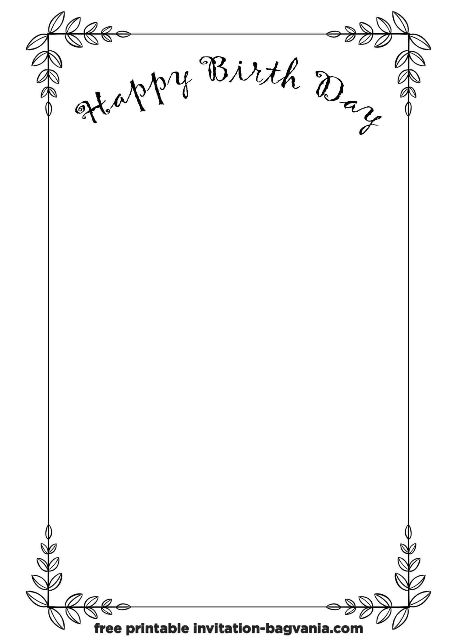 Free Printable Black And White Birthday Invitation Templates