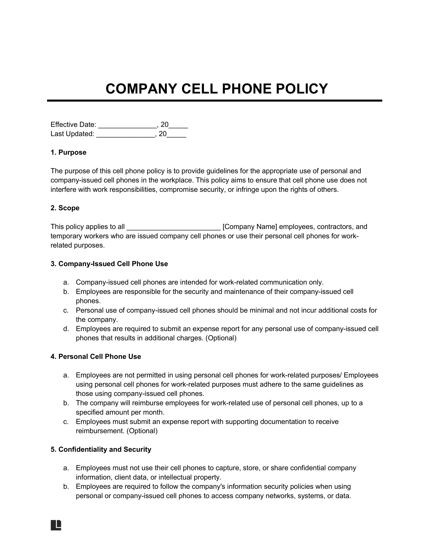 Free Cell Phone Policy Template PDF amp Word