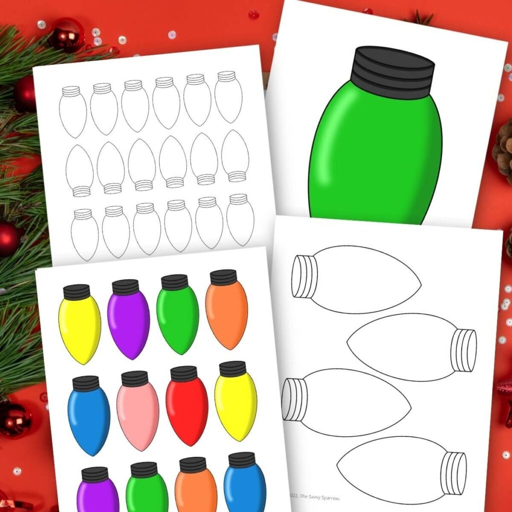 Printable Christmas Light Bulb Template