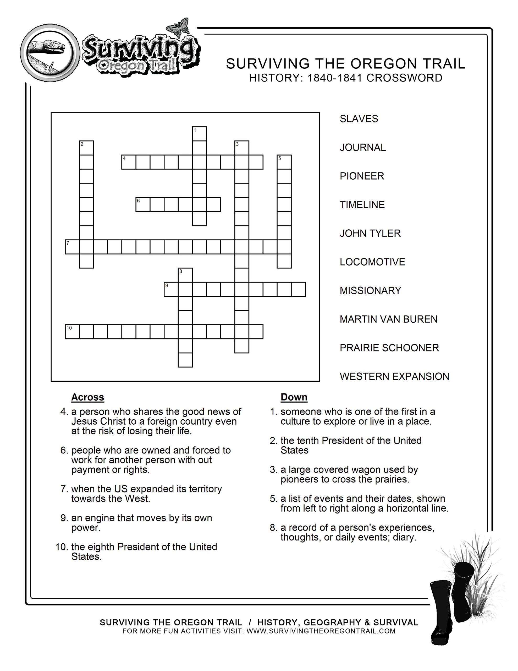 Free Printable Us History Crossword Puzzles
