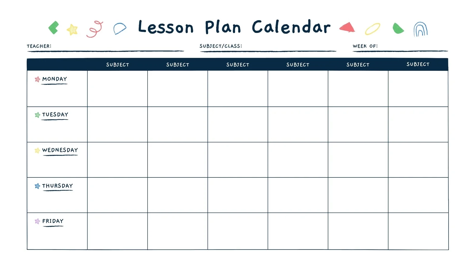 Blank Printable Calendar School