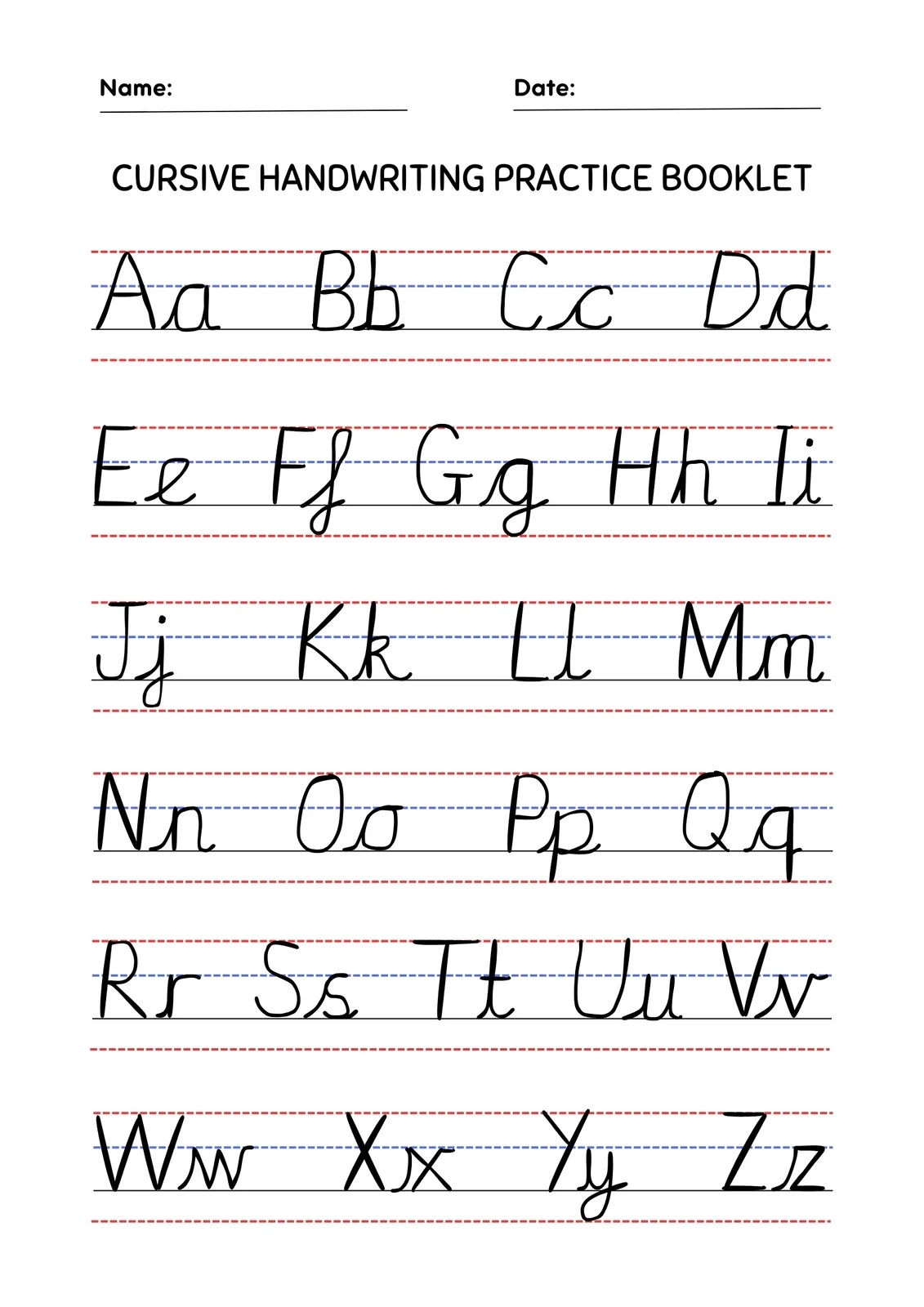 Free Custom Printable Handwriting Worksheet Templates Canva