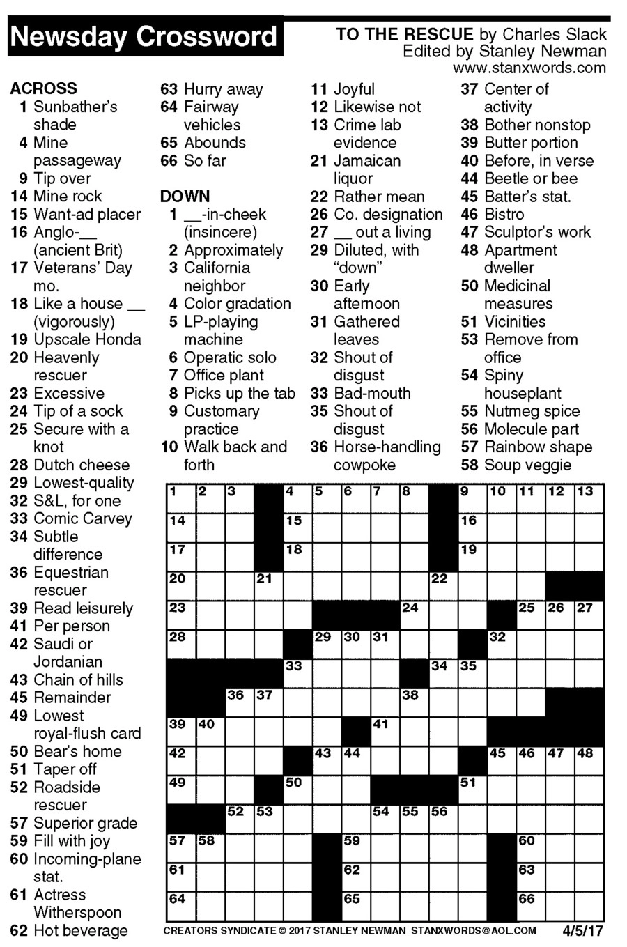 Free Printable Crossword Puzzles Daily