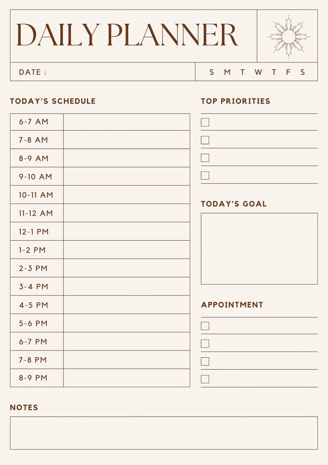 Free Printable Daily Calendar Template