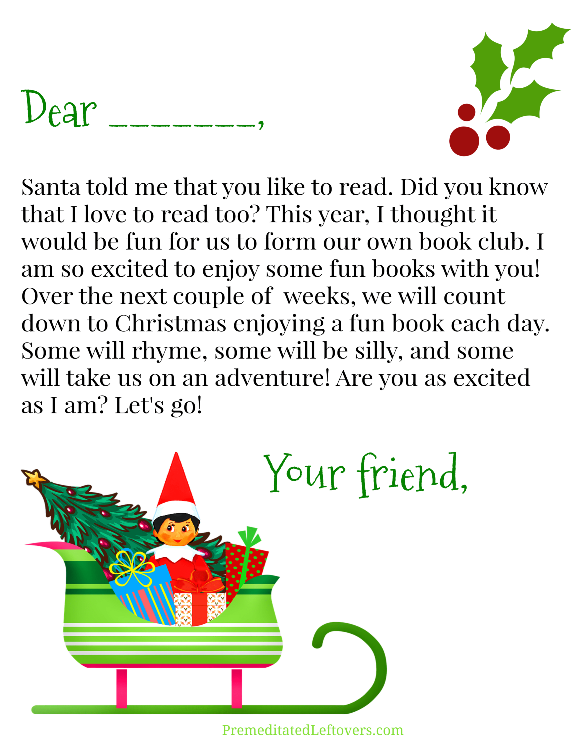 Free Elf On The Shelf Printables Premeditated Leftovers 
