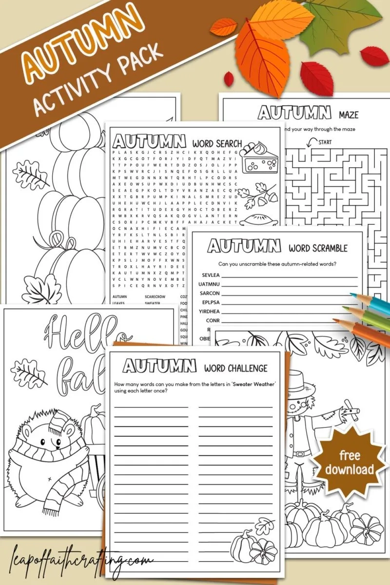 Printable Fall Activities Worksheets