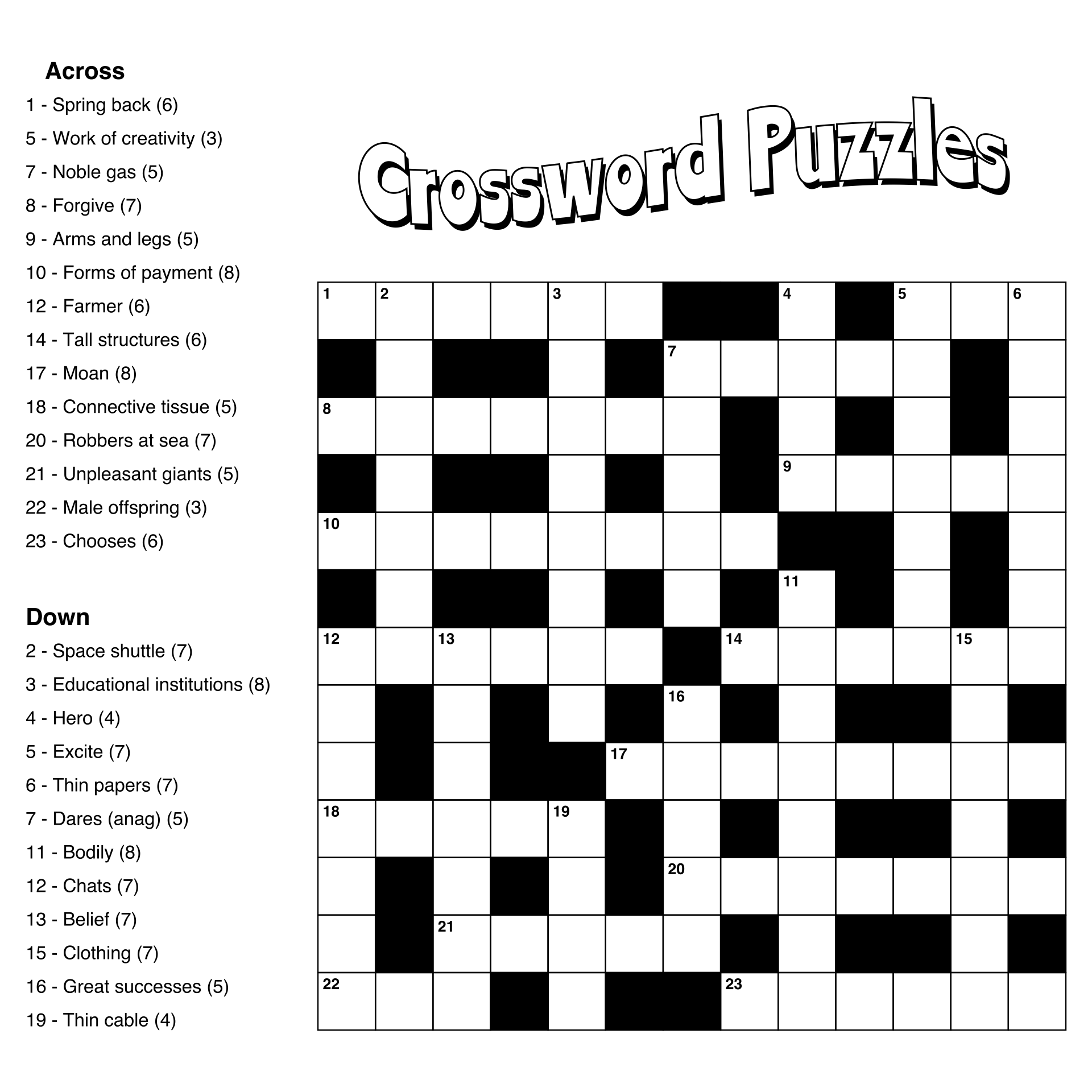 Free Free Printable Crossword Puzzles Easy Difficulty Download 