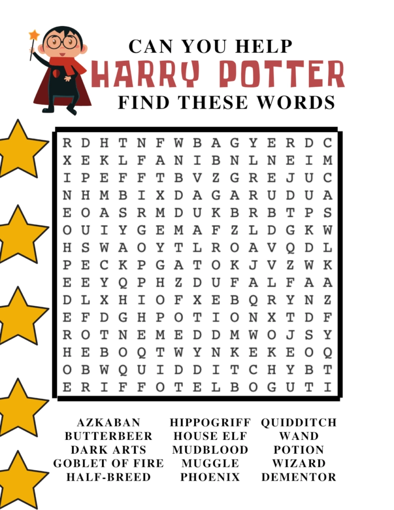 Free Harry Potter Printable Games A Magical Addition To Family 