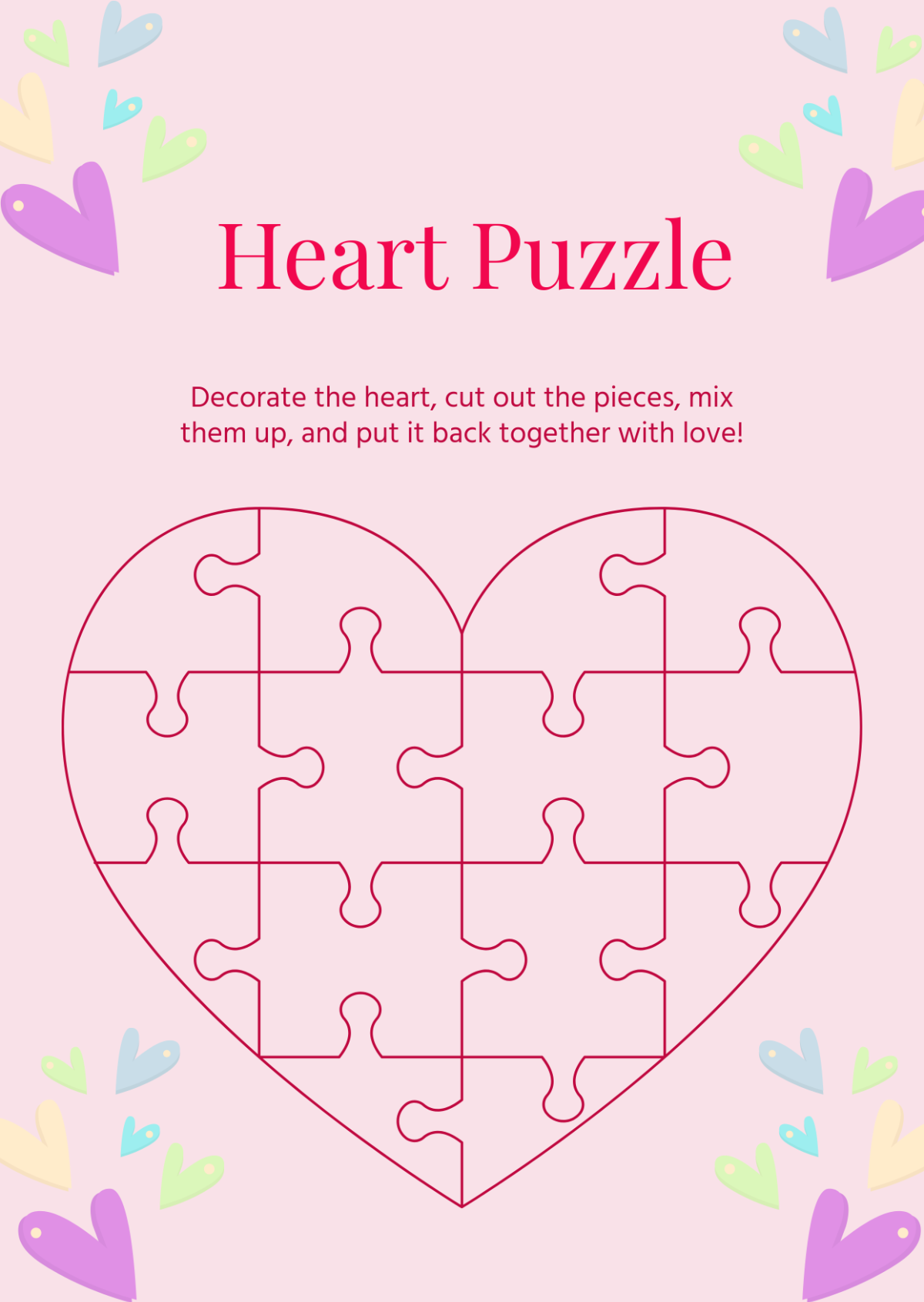 Free Printable Heart Puzzle Template
