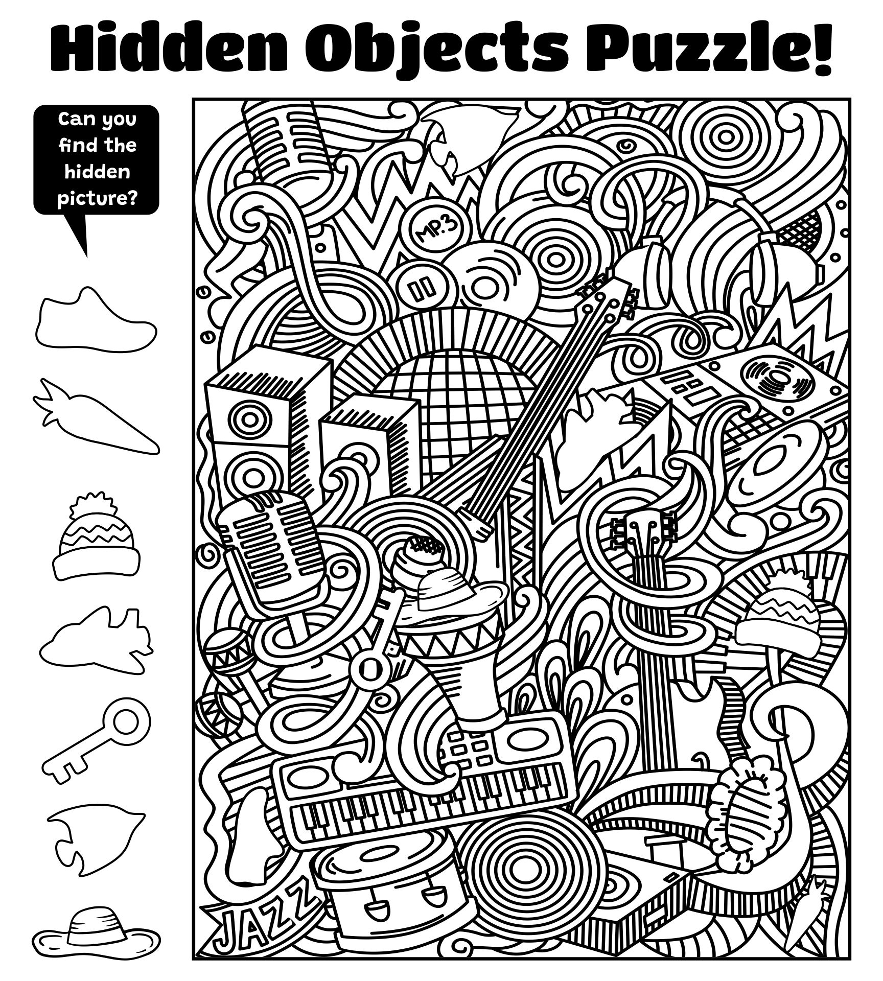 Free Hidden Pictures Printable Activities For Kids Worksheets 