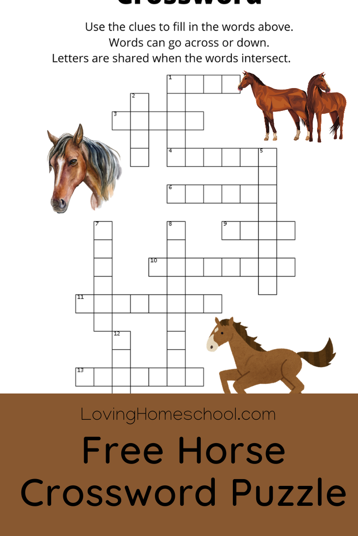 Free Horse Crossword Puzzle LovingHomeschool