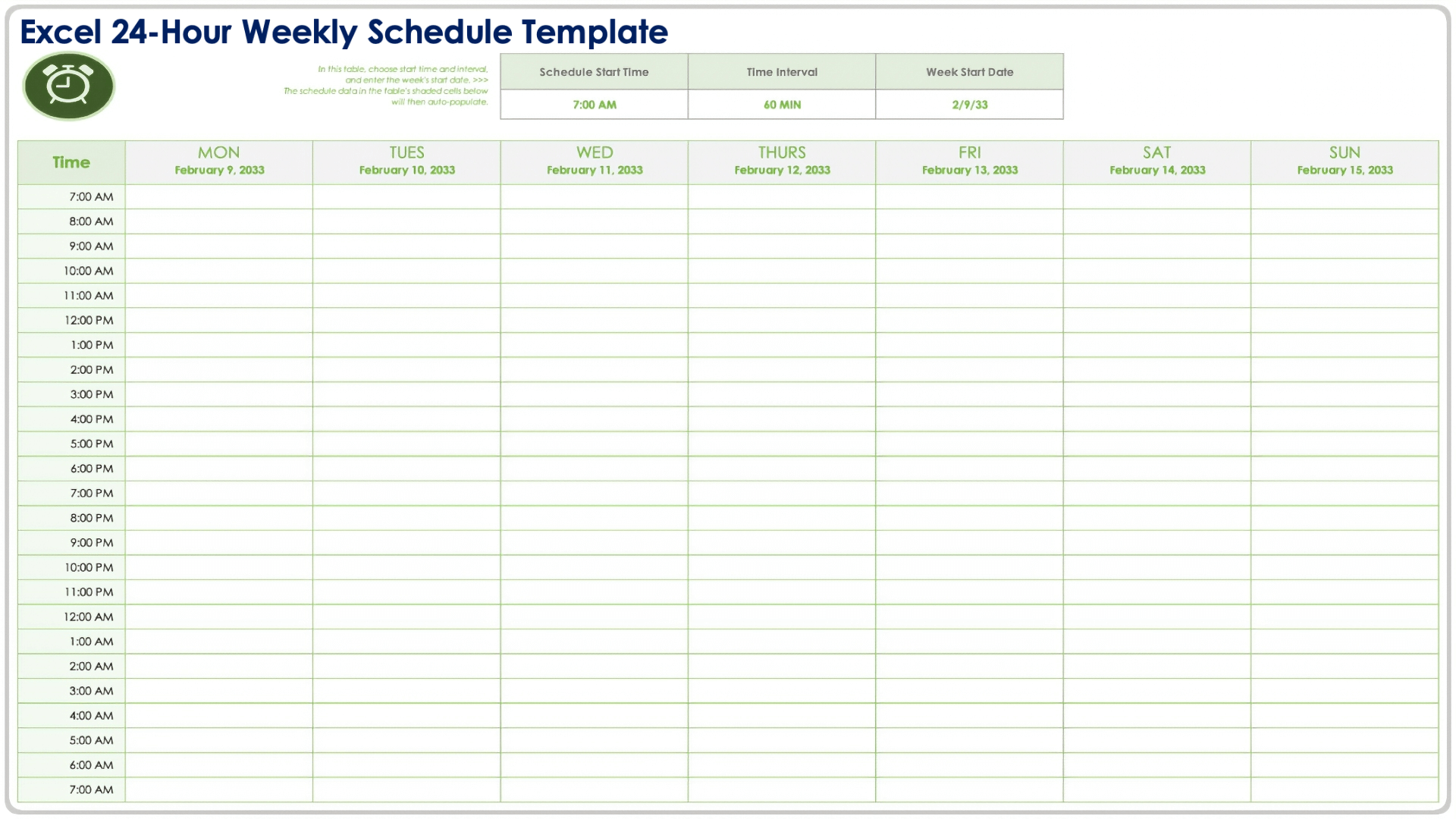 Printable Hourly Schedule Template