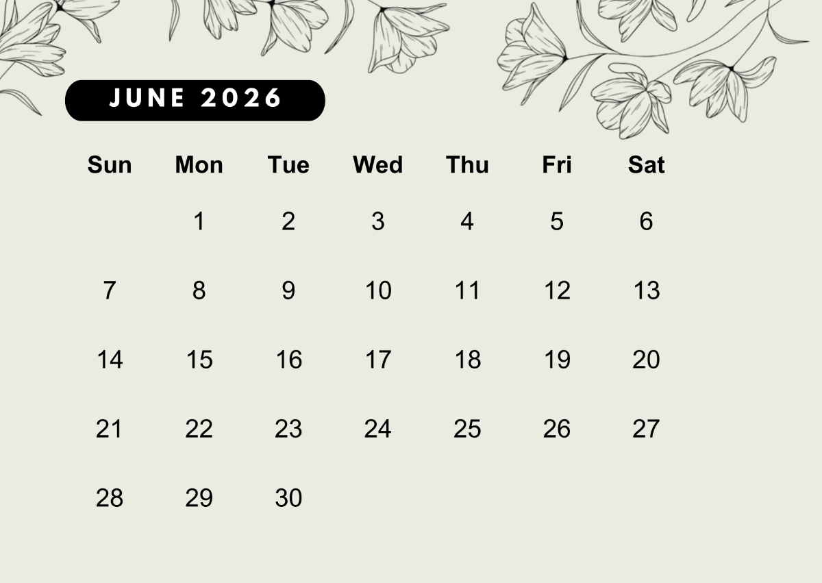 Free June 2026 Monthly Calendar Template To Edit Online