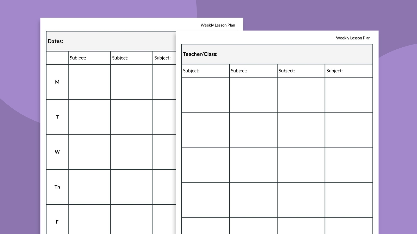 Printable Weekly Lesson Plan Template