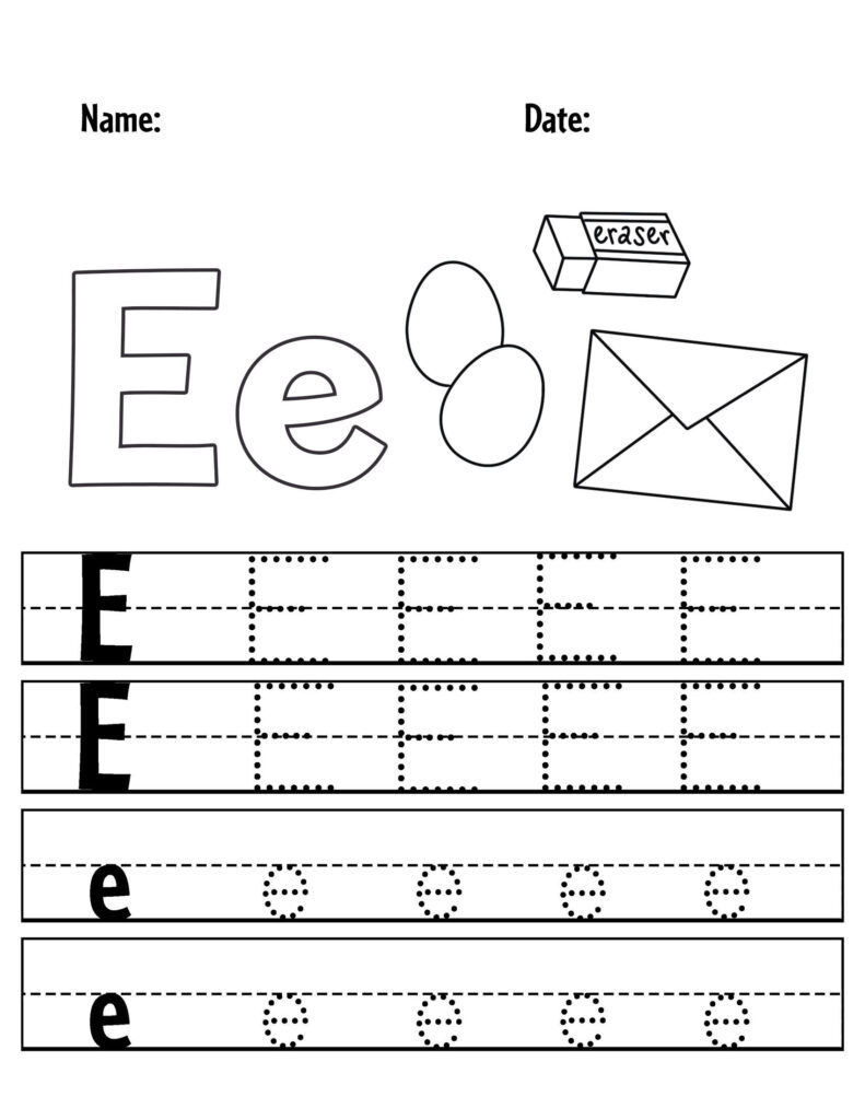 Printable Letter E Tracing Worksheets