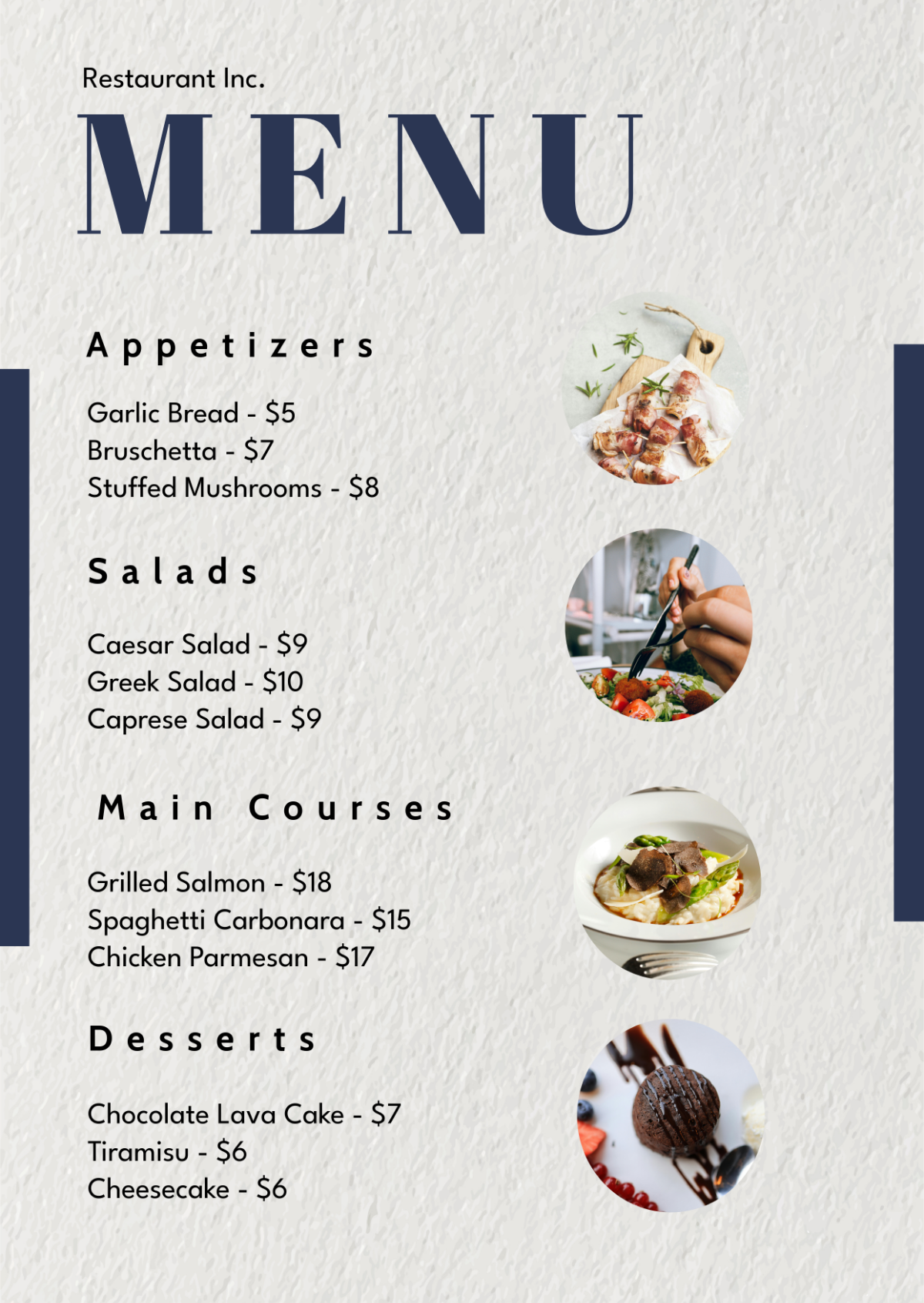 Free Menu Templates Printable