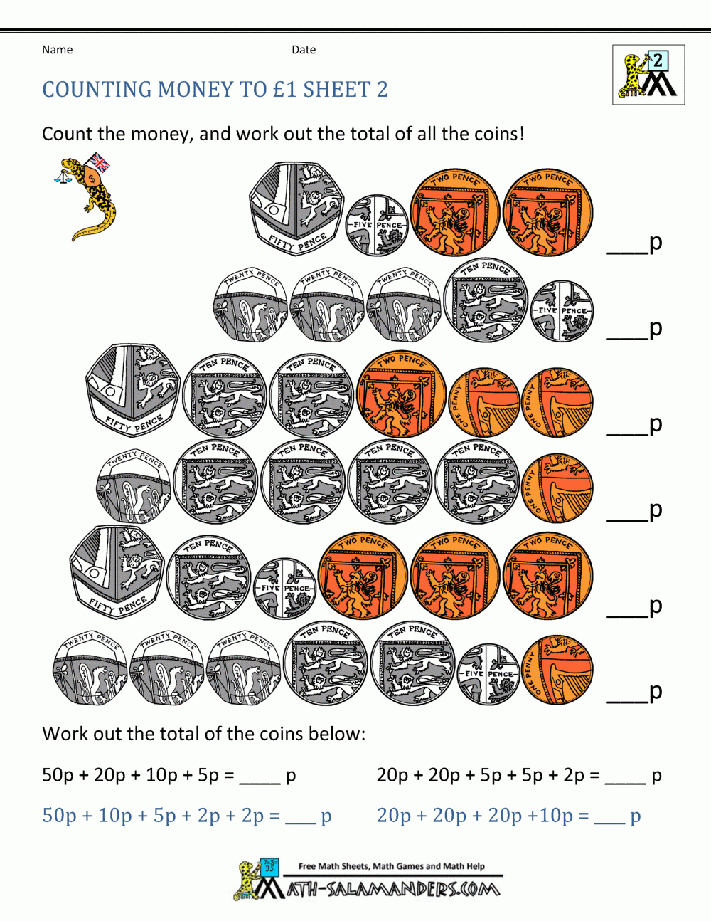 Free Printable Money Worksheet