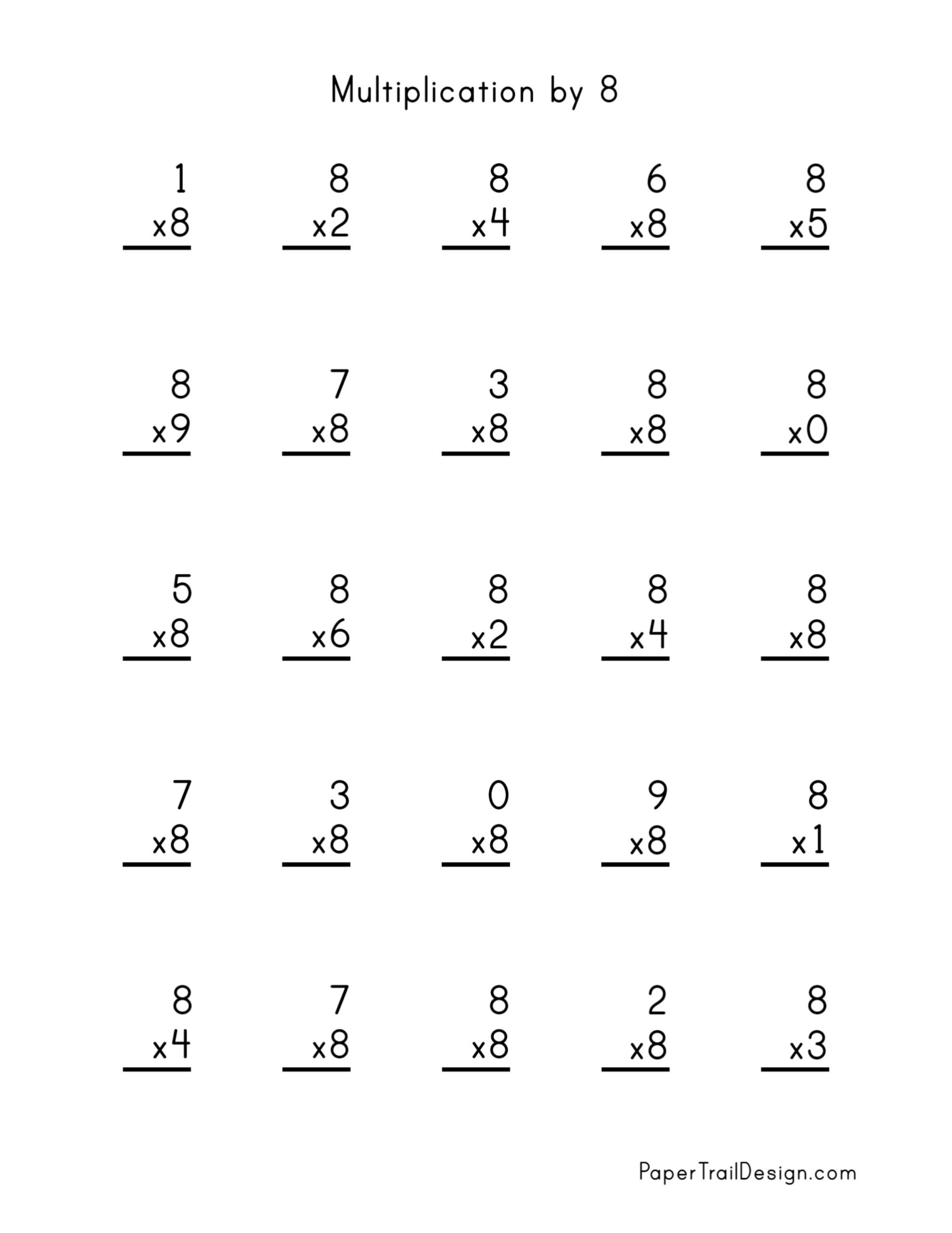 Multiplication Worksheets Printable Grade 8
