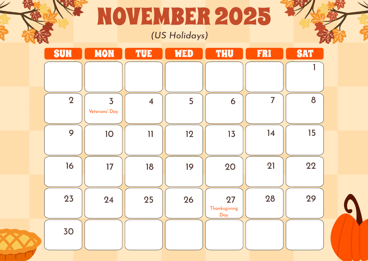 Free Printable November Calendar With Holidays